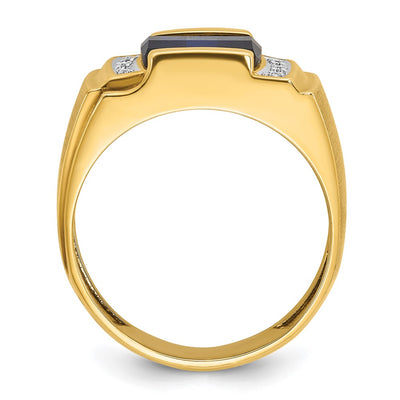14K IBGoodman Men's Created Sapphire and 1/20 carat Diamond Complete Ring