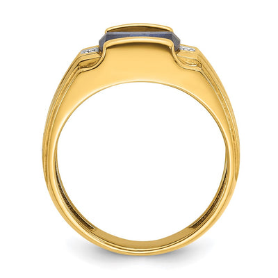 14K IBGoodman Men's Created Sapphire and Diamond Complete Ring