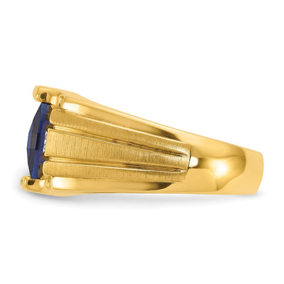 14K IBGoodman Men's Created Sapphire and Diamond Complete Ring