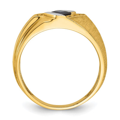 14K IBGoodman Men's Created Sapphire and 1/15 carat Diamond Satin Complete Ring