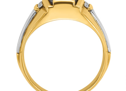 14k Two-tone IBGoodman Men's Satin Onyx and 1/10 carat Diamond Complete Ring