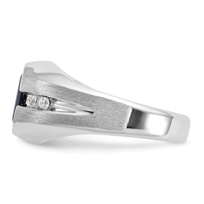 IBGoodman 14K White Gold Men's Polished and Satin Onyx and 1/8 Carat AA Quality Diamond Ring