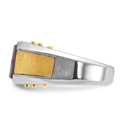 14K Two-tone IBGoodman Men's Created Garnet Complete Ring