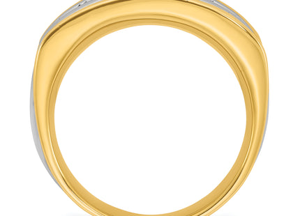 IBGoodman 14k Two-tone Men's Polished and Grooved 7-Stone 3/4 Carat AA Quality Diamond Ring