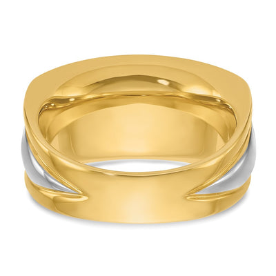 IBGoodman 14K Two-tone Men's Polished and Grooved 7-Stone 3/4 Carat AA Quality Diamond Ring
