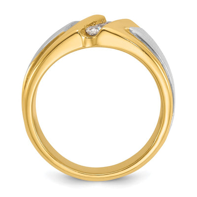 IBGoodman 14K Two-tone Men's Polished and Satin 3-Stone 1/4 Carat AA Quality Diamond Ring