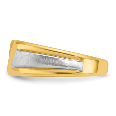IBGoodman 14K Two-tone Men's Polished and Satin 3-Stone 1/4 Carat AA Quality Diamond Ring