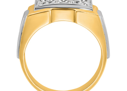 IBGoodman 14k Two-tone Men's Polished and Satin 1 Carat AA Quality Diamond Cluster Ring