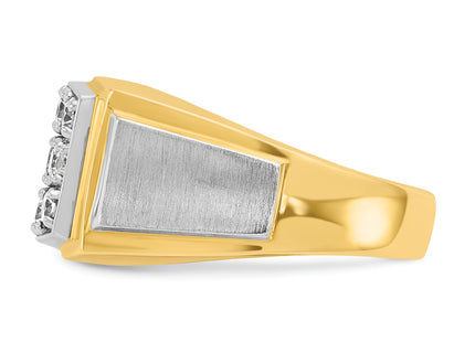 IBGoodman 14k Two-tone Men's Polished and Satin 1 Carat AA Quality Diamond Cluster Ring