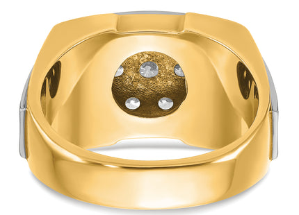 IBGoodman 14k Two-tone Men's Polished and Satin 1 Carat AA Quality Diamond Cluster Ring