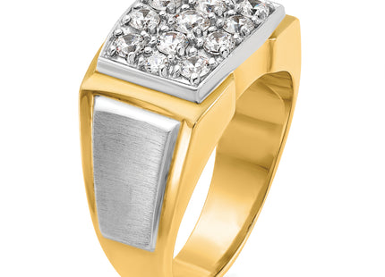 IBGoodman 14k Two-tone Men's Polished and Satin 1 Carat AA Quality Diamond Cluster Ring