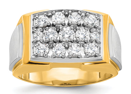 IBGoodman 14k Two-tone Men's Polished and Satin 1 Carat AA Quality Diamond Cluster Ring