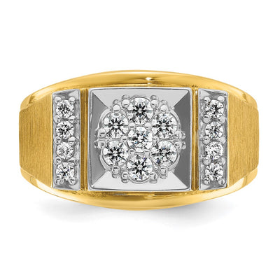 IBGoodman 14K Two-tone Men's Polished and Satin 1/2 Carat AA Quality Diamond Cluster Ring