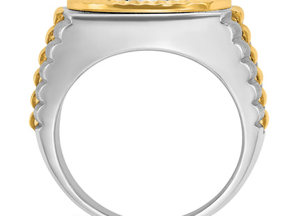 14ktt IBGoodman Men's Polished Satin & D/C Round Cluster Ring Mtg
