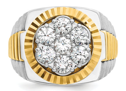 14ktt IBGoodman Men's Polished Satin & D/C Round Cluster Ring Mtg