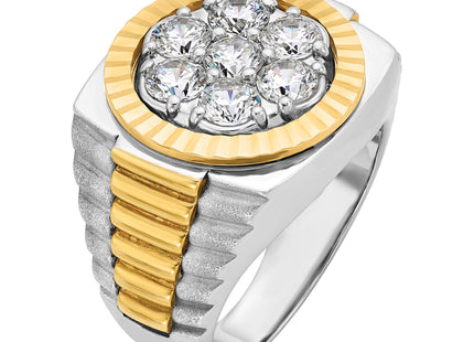 14ktt IBGoodman Men's Polished Satin & D/C Round Cluster Ring Mtg