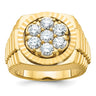 IBGoodman 14k Men's Polished Satin and Diamond-cut Round 2 Carat AA Quality Diamond Cluster Ring