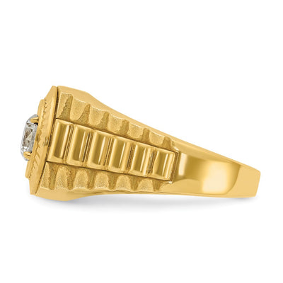 IBGoodman 14K Men's Polished Satin and Textured 1/2 Carat AA Quality Diamond Ring