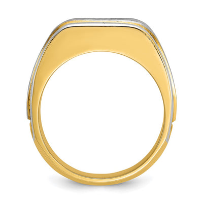 14K Two-tone IBGoodman Men's Polished and Satin carat Diamond Complete Ring