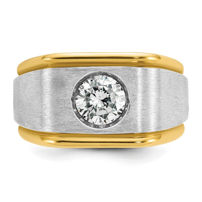 14K Two-tone IBGoodman Men's Polished and Satin carat Diamond Complete Ring