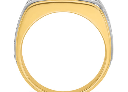 IBGoodman 14k Two-tone Men's Polished Satin and Grooved 5-Stone 1/2 Carat A Quality Diamond Ring