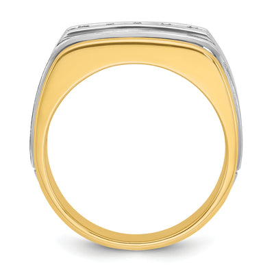 IBGoodman 14K Two-tone Men's Polished Satin and Grooved 5-Stone 1/2 Carat Diamond Ring