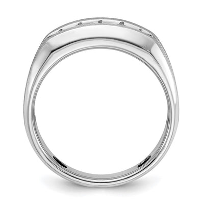 IBGoodman 14K White Gold Men's Polished and Brushed 5-Stone 1/2 Carat AA Quality Diamond Ring