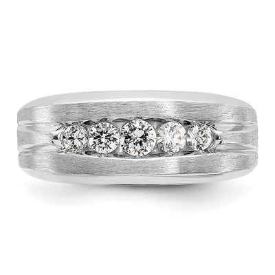 IBGoodman 14K White Gold Men's Polished and Brushed 5-Stone 1/2 Carat AA Quality Diamond Ring