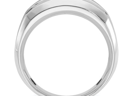IBGoodman 14k White Gold Men's Polished Satin and Grooved 5-Stone 1 Carat AA Quality Diamond Ring