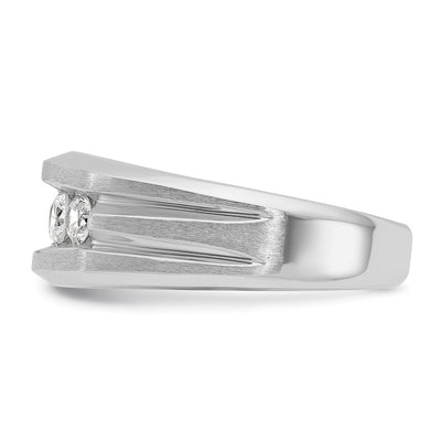 IBGoodman 14K White Gold Men's Polished Satin and Grooved 5-Stone 1 Carat AA Quality Diamond Ring