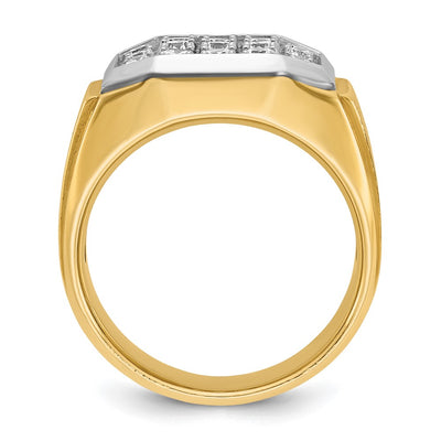 IBGoodman 14K with White Rhodium Men's Polished and Satin 1 Carat AA Quality Diamond Cluster Ring