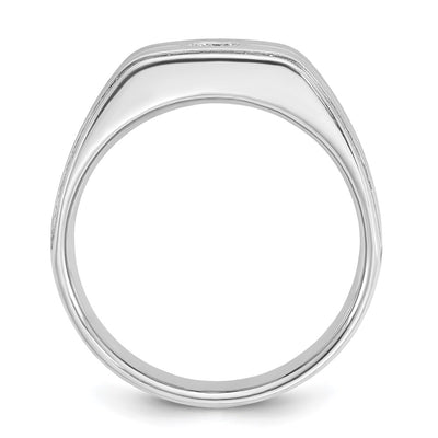 14K White Gold IBGoodman Men's Polished and Satin 1/5 carat Diamond Complete Ring