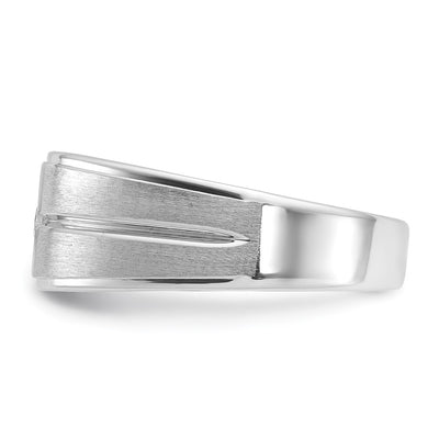 14K White Gold IBGoodman Men's Polished and Satin 1/5 carat Diamond Complete Ring