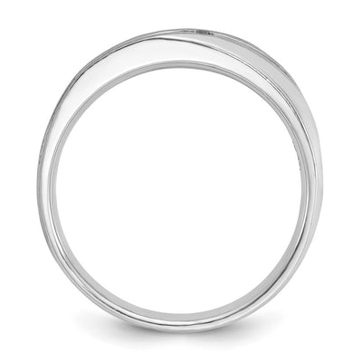 14K White Gold IBGoodman Men's Polished and Satin 1/10 carat Diamond Complete Ring
