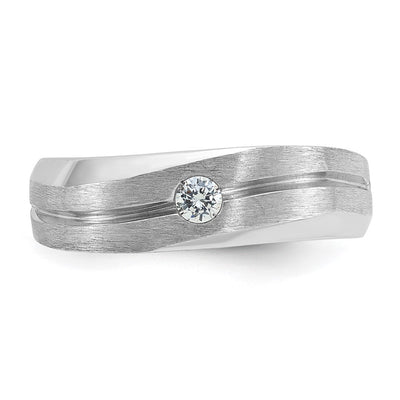 14K White Gold IBGoodman Men's Polished and Satin 1/10 carat Diamond Complete Ring