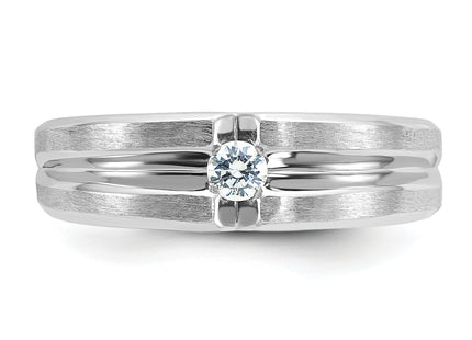 14k White Gold IBGoodman Men's Polished and Satin 1/6 carat Diamond Complete Ring