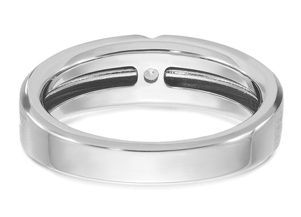 14k White Gold IBGoodman Men's Polished and Satin 1/6 carat Diamond Complete Ring