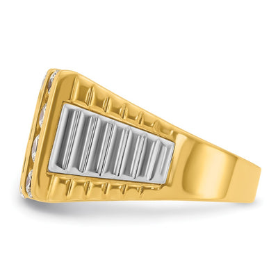 IBGoodman 14K Two-tone Men's Polished and Textured 4-Row 2 Carat AA Quality Diamond Ring