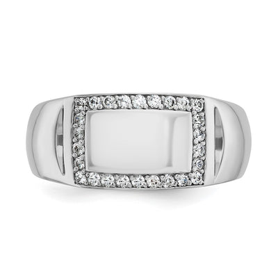 IBGoodman 14K White Gold Men's Polished 3/8 Carat AA Quality Diamond Rectangle Ring