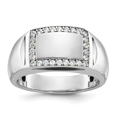 IBGoodman 14K White Gold Men's Polished 3/8 Carat AA Quality Diamond Rectangle Ring
