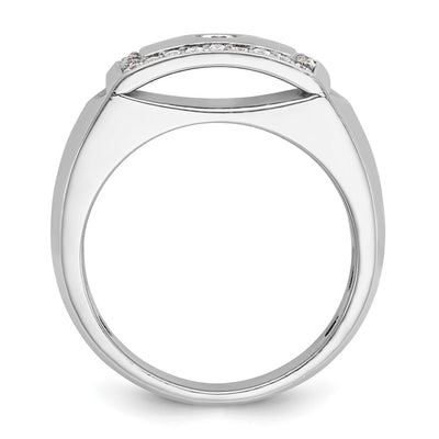 IBGoodman 14K White Gold Men's Polished and Cut-Out 1/2 Carat AA Quality Diamond Rectangle Ring