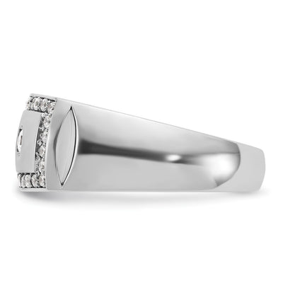 IBGoodman 14K White Gold Men's Polished and Cut-Out 1/2 Carat AA Quality Diamond Rectangle Ring