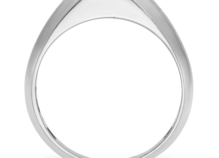IBGoodman 14k White Gold with Black Rhodium Men's Polished Satin and Grooved 1/2 Carat AA Quality Black and White Diamon