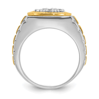 IBGoodman 14K Two-tone Men's Polished Satin and Textured 1 Carat AA Quality Diamond Ring