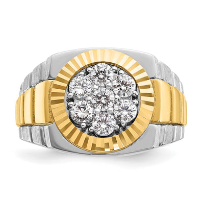 IBGoodman 14K Two-tone Men's Polished Satin and Textured 1 Carat AA Quality Diamond Ring