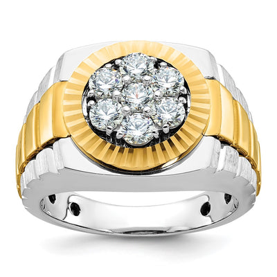 IBGoodman 14K Two-tone Men's Polished Satin and Textured 1 Carat AA Quality Diamond Ring