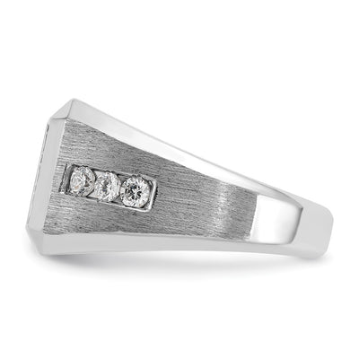 IBGoodman 14K White Gold Men's Polished and Satin 1 Carat AA Quality Diamond Square Cluster Ring