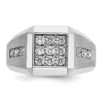 IBGoodman 14K White Gold Men's Polished and Satin 1 Carat AA Quality Diamond Square Cluster Ring