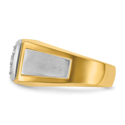 IBGoodman 14K with White Rhodium Men's Polished and Satin 1/2 Carat AA Quality Diamond Cluster Ring