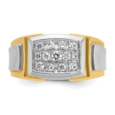 IBGoodman 14K with White Rhodium Men's Polished and Satin 1/2 Carat AA Quality Diamond Cluster Ring